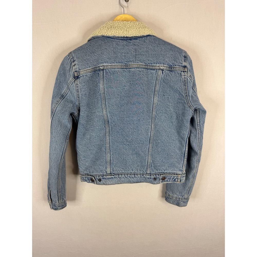 Levis Sherpa Trucker Jacket Women S Denim Faux Shearling Lined Blue Small - Picture 4 of 14